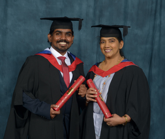 Mother & son duo celebrate receiving Masters degrees